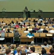 Students and lecturer in lecture hall